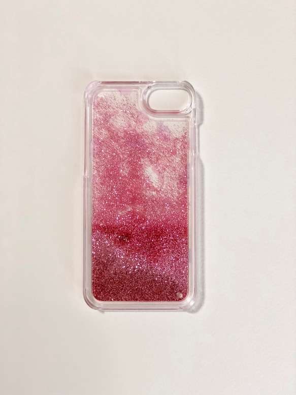 【送料無料】キラキラグリッターiPhoneケース　ローズピンク 4枚目の画像