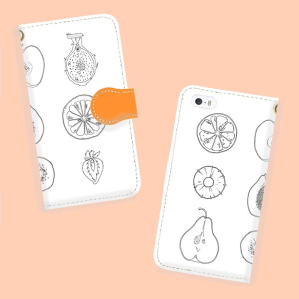 全機種対応】フルーツ色々断面イラスト・iPhone Android 手帳型