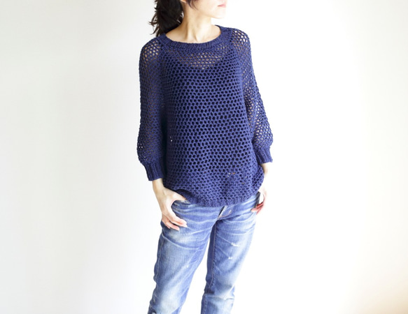 summer sweater(m) navy / サマーセーター(m) 紺 1枚目の画像