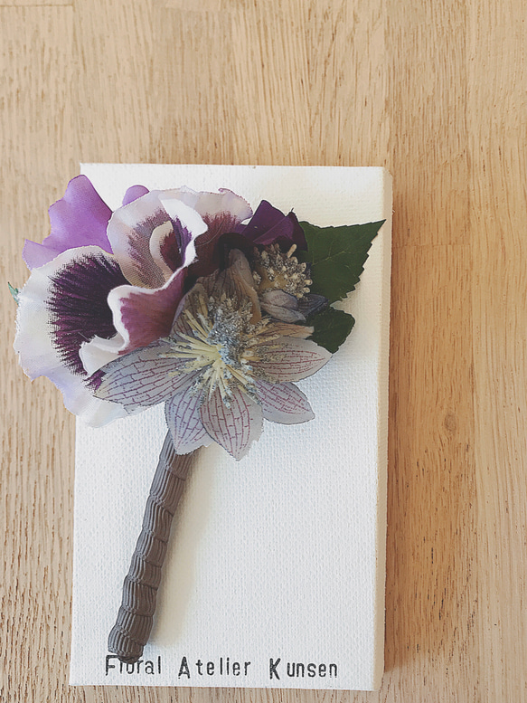 ⭐︎再販⭐︎【卒園式・入学式にも♪】紫パンジーのコサージュ 4枚目の画像