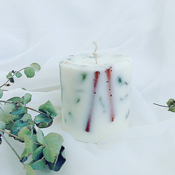 soycandle*ボタニカルキャンドル*アロマキャンドル*100％ソイワックス*ドライフラワー*シナモン*ユーカリ* 1枚目の画像