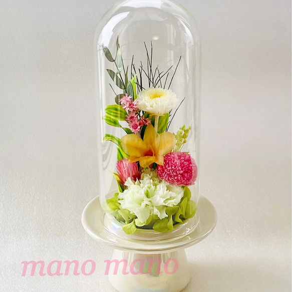 ガラスドーム仏花　花鈴（かりん） 1枚目の画像