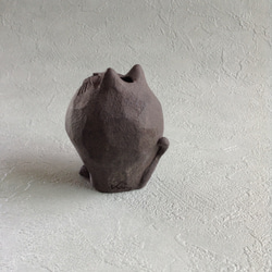 削り猫/黒（小）花器・植木鉢 5枚目の画像