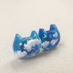 天空之貓耳環（藍色-大） 第3張的照片