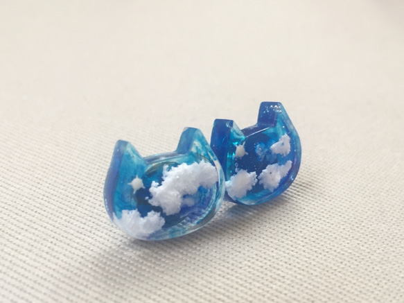 天空之貓耳環（藍色-大） 第3張的照片