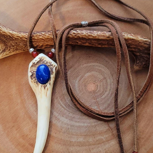 鹿の角 ラピスラズリ ネックレス ネックレス・ペンダント 鹿角工房