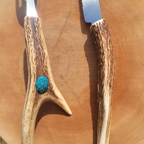 鹿の角 ターコイズ ナイフ&フォークセット カトラリー 鹿角工房