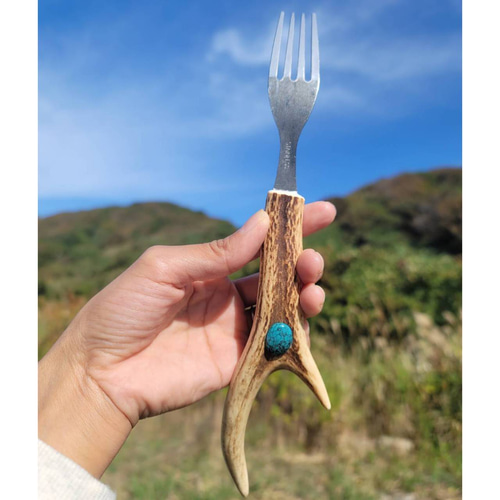 鹿の角 ターコイズ ナイフ&フォークセット カトラリー 鹿角工房