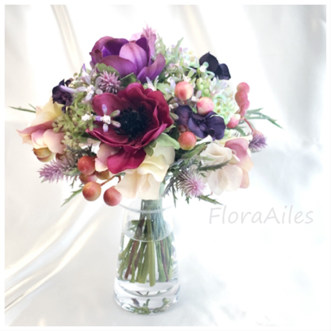 グラスブーケは華やかなフラワーインテリア♪贈り物にも喜ばれるお品です♪