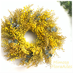 『Creema限定』ミモザ、Mimosaのリースで春気分♪Ｌサイズ 4枚目の画像