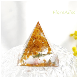 ミモザのオルゴナイトは送料無料！ピラミッド型フラワーオルゴナイト 4枚目の画像