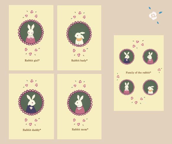 POST CARD / 3sheets Family Rabbit set 2枚目の画像