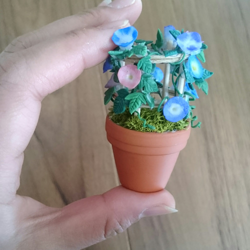 ミニチュア❀✿朝顔鉢植えとタライ金魚 その他インテリア雑貨 nanayon 