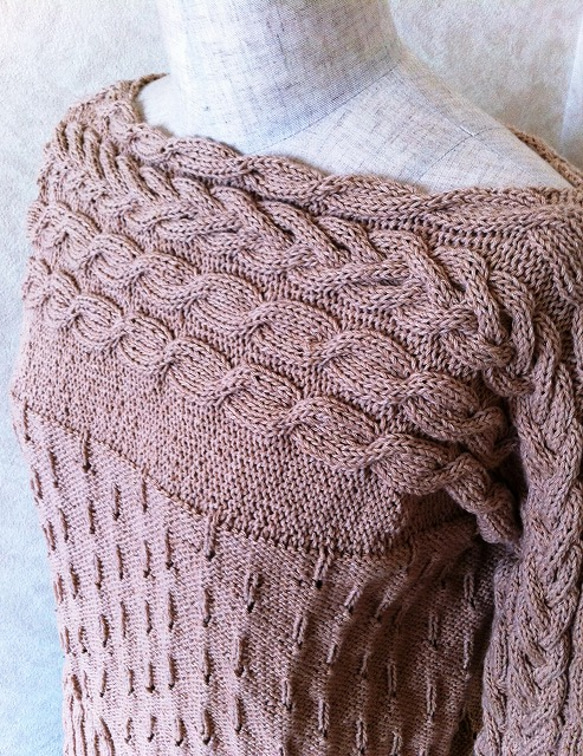 編み図　R-32 ボートネックプルオーバー 1枚目の画像