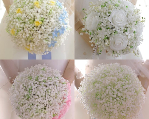 かすみ草のウェディングブーケ☆プリザーブドフラワー ブーケ