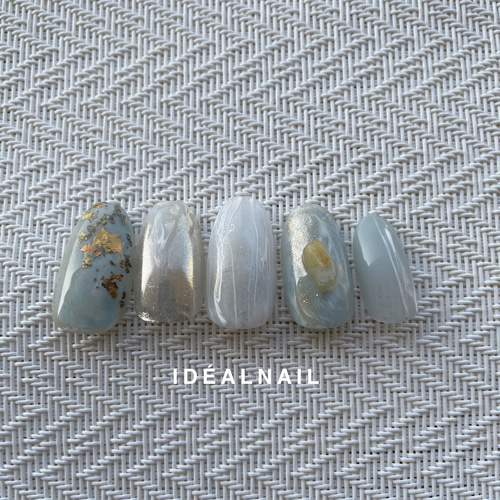 天然石ネイル ニュアンスネイル ミラーネイル ネイルチップオーダー