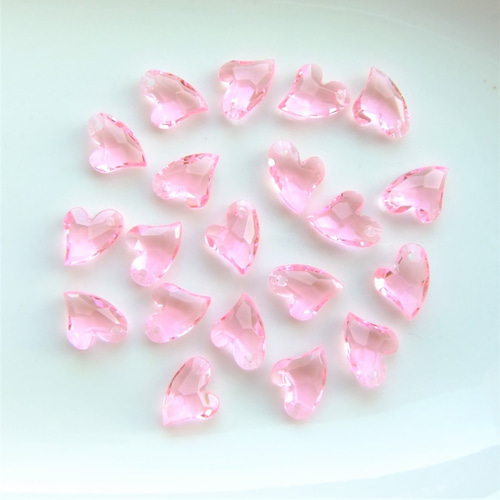 10個・クリアピンク・ハート・アクリルチャーム・21052083 ビーズ 四季  