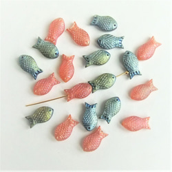 12個・15×8ｍｍ・魚・スモークブルー・ガラスビーズ・フィッシュ・21051537 5枚目の画像