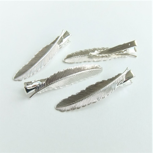 【正規品】 2個・鳥の羽・ヘアクリップ・シルバー・フェザー・21092304 金具 フラダンス