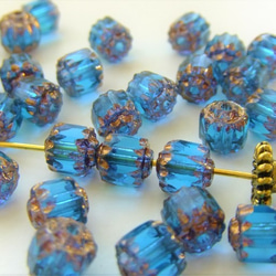 10個・6mm・カプリブルー／ブロンズ・チェコビーズ・ファイヤー