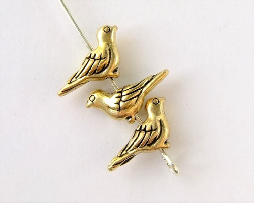 8個・小鳥のビーズ・アンティークゴールド・18111206 ビーズ