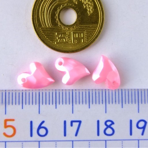 10個・11×9mm・ハート・花びら・ピンク・桜・アクリルチャーム  