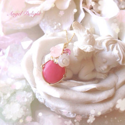 甘くとろけるロマンスの花が咲くとき♪ピンクオパール プリンセス ワイヤーネックレス 1枚目の画像