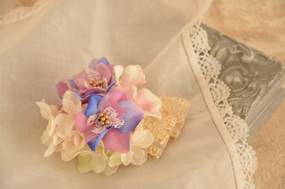 Corsage ~hydrangea&lace fabric 1枚目の画像