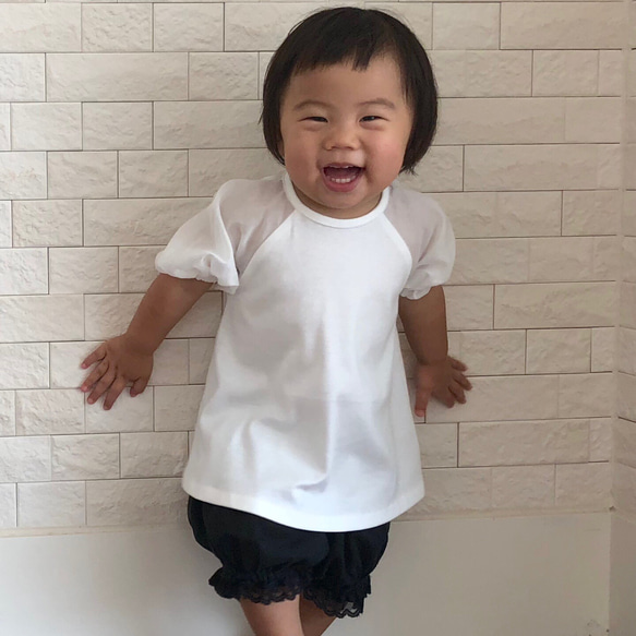 透き通るクリアホワイトのラグランスリーブTシャツ 1枚目の画像