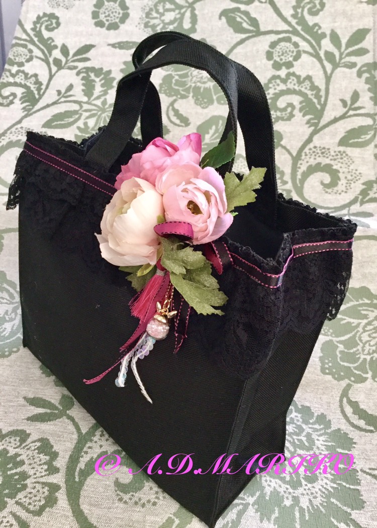 エレガントコサージュ付きミニミニトートバッグ