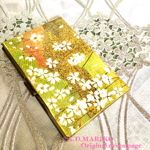 お嫁入りしました(^^) 枝垂れ桜のキラリ和モダン名刺入れ 名刺入れ 