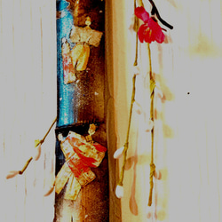 和モダンな竹すみお雛様 壁飾りオリジナル一点物 3枚目の画像