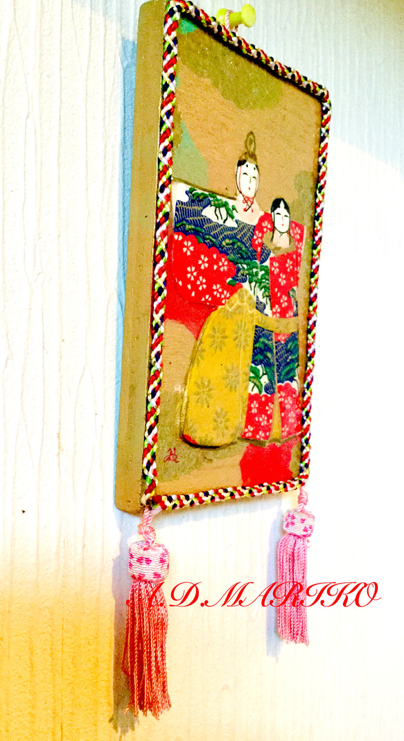 和モダンなお雛様壁飾り オリジナル一点物 3枚目の画像