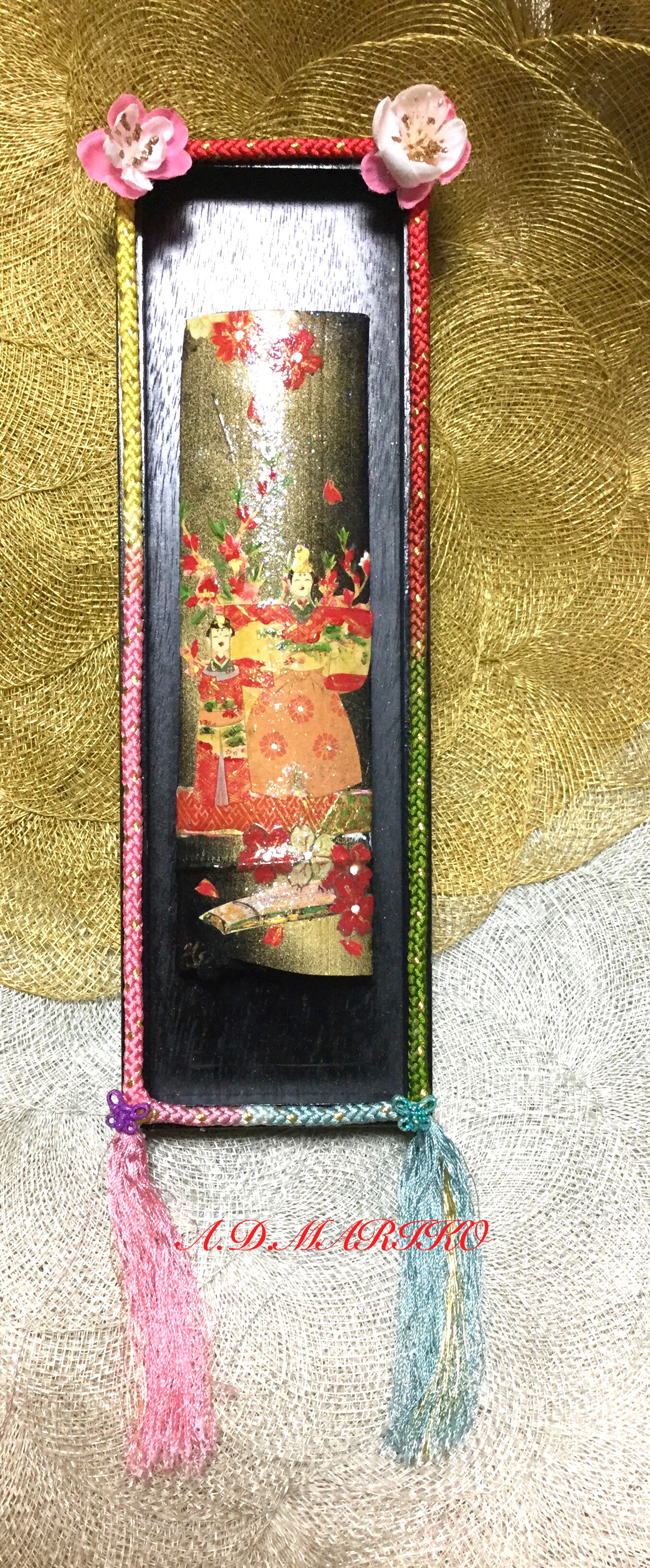 和モダンな竹すみお雛様  可愛いタッセル付き