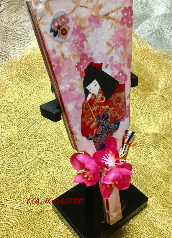 海外へのプレゼント小さな羽子板 枝垂れ桜 2枚目の画像