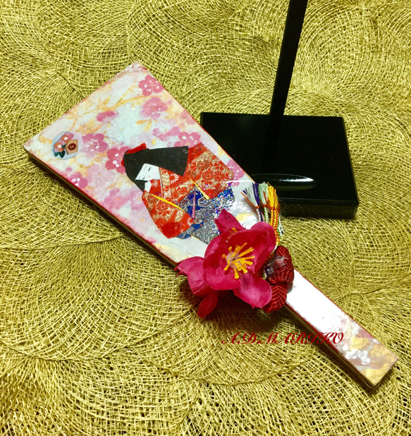 海外へのプレゼント小さな羽子板 枝垂れ桜 4枚目の画像