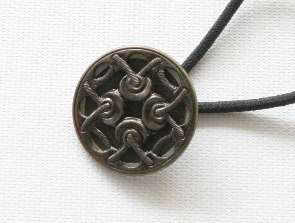 アンティークボタンヘアゴム／ロープ結び模様ボタン（AB-013）