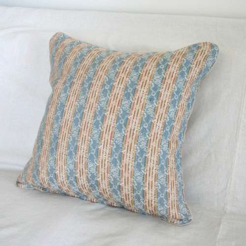 フランスアンティーク・ストライプ＆フラワー／ブルー（kiki-011