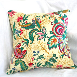 フランスアンティークファブリック・クッション／リネン・フラワー