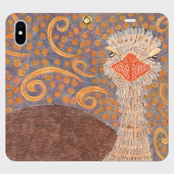 石ころさがし｜ダチョウ・パルダス｜帯なし手帳型iPhoneケース