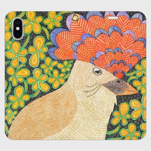 《艶やかな小鳥》帯なし手帳型iPhoneケース/スマホケース/アマゾニアンロイヤルフライキャッチャー とり