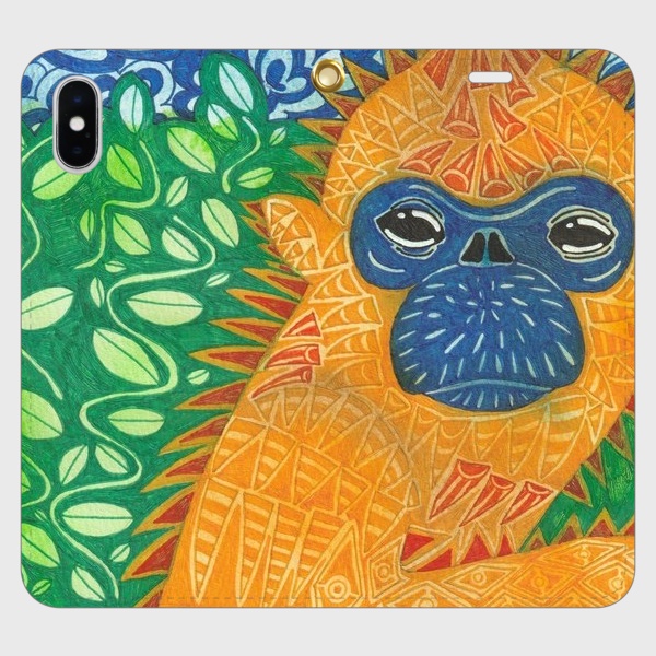 真っ黄色な猿/帯なし手帳型iPhoneケース/スマホケース/キンシコウ