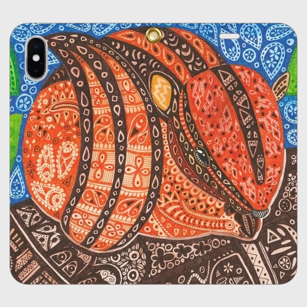 どんぐりを抱きしめるリス/帯なし手帳型iPhoneケース/スマホケース/シマリス