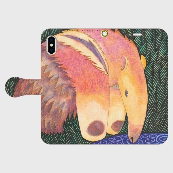 水辺にて｜オオアリクイ・バルネモフ｜帯あり手帳型iPhoneケース