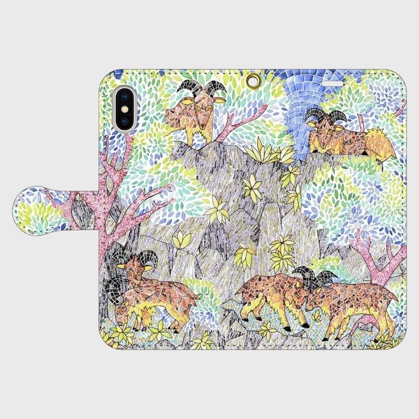 群れで迷い、群れで育つ｜バーバリーシープたちの帯ありiPhoneケース