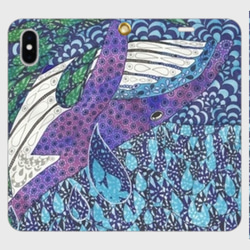 翔びたくて/手帳型iPhoneケース/スマホケース/シロナガスクジラ 1枚目の画像