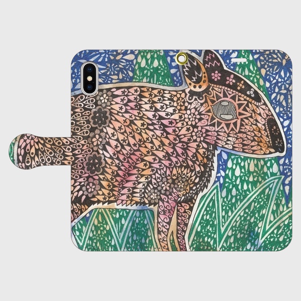 かくれんぼしよう/手帳型iPhoneケース/スマホケース/ジャワマメジカ