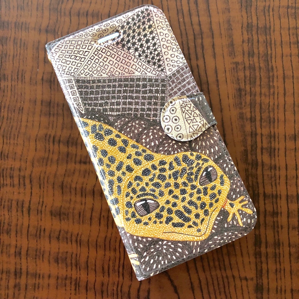 にこー♪/手帳型iPhoneケース/スマホケース/レオパードゲッコー
