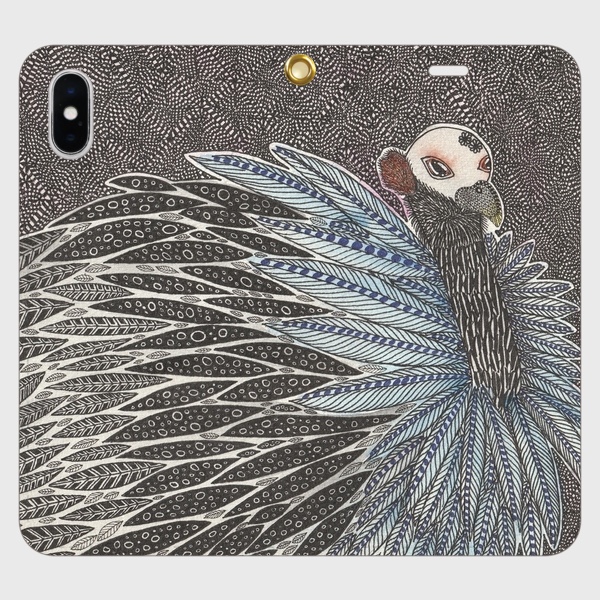 ママン/帯なし手帳型iPhoneケース/スマホケース/フサホロホロチョウ