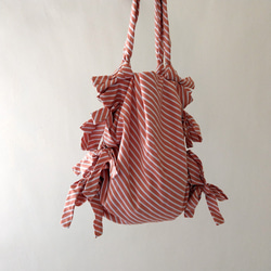 リボンコットントートバッグ| Orange Stripe 1枚目の画像